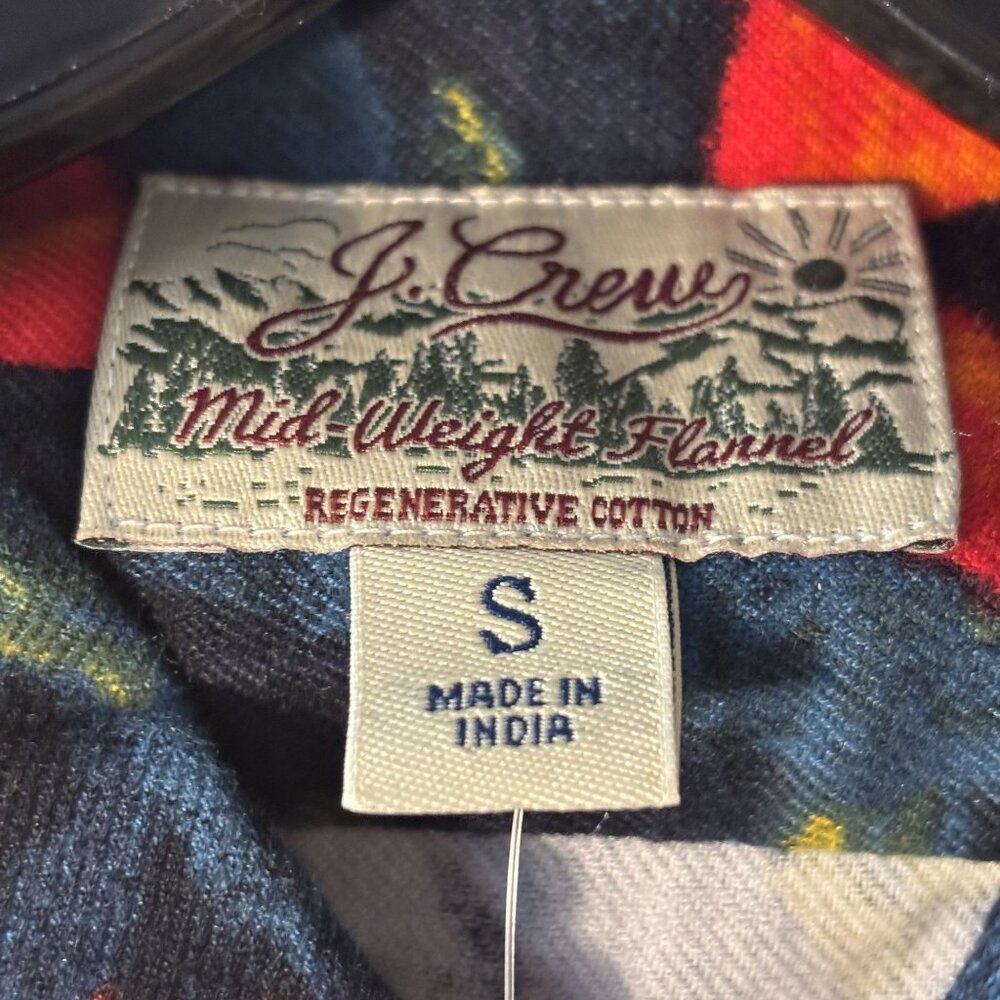 J. Crew Midweight Flannel Shirt Small Regenerative Cotton Floral Print Multicolo - Picture 3 of 10